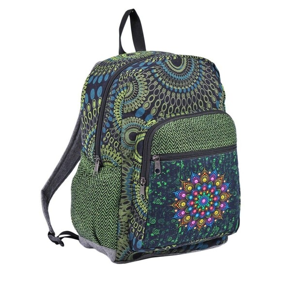 Peacock Mandala Laptop Backpack Travel Bag Lightweight Himalayan Cotton Colorful main image 16
